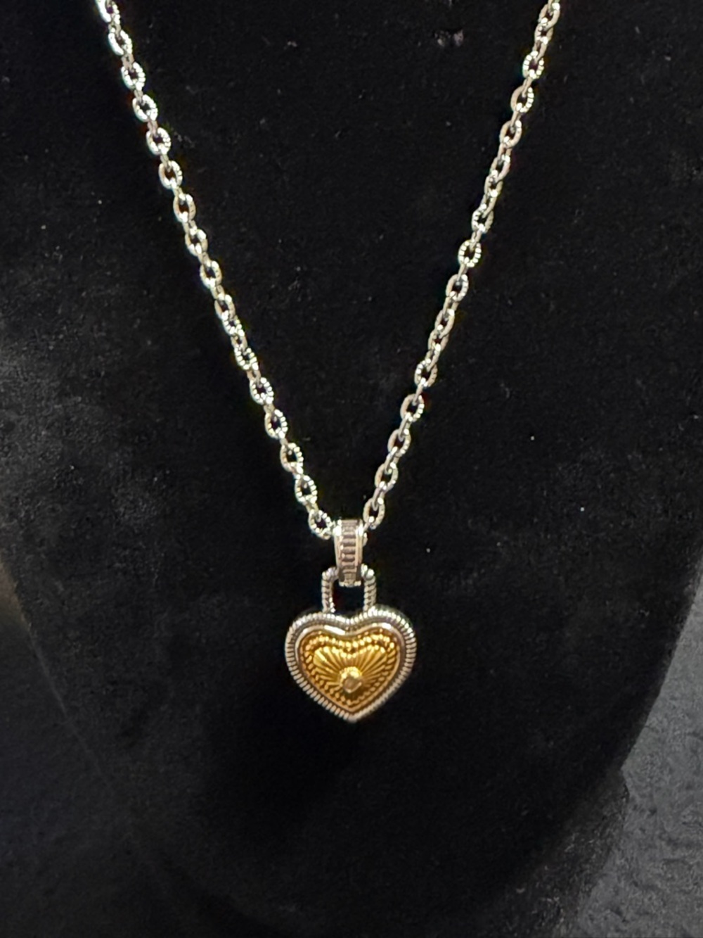 Heart Pendant Necklace - Gold & Silver Tone